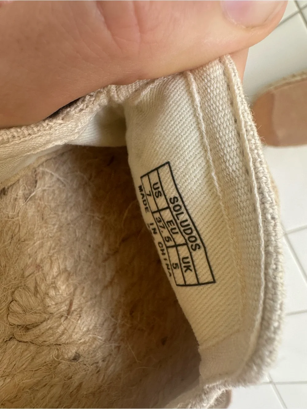 Soludos Natural Canvas Kids Moccasins with Blue Embroidery